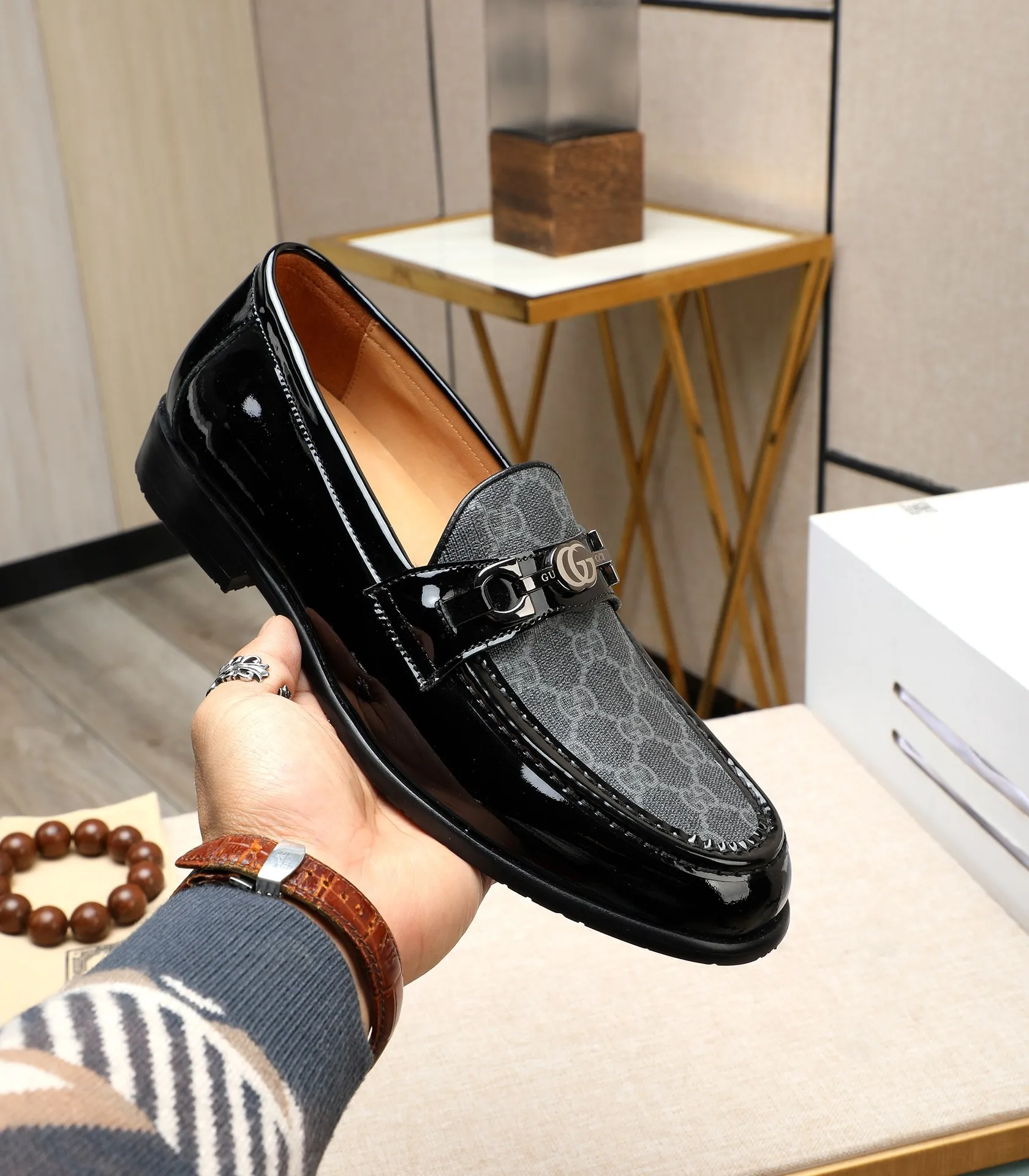 Men's shoes 💰500 📛📛 Original version (water-dyed cow lining) GUCCI official website formal shoes 🌀 Italian 🇮🇹 imported cowhide ➕ top imported water-dyed cowhide lining 💋 fine handmade original bottom, the real thing looks better when photographed in person Standard size 38-44 (45 46 customized)
